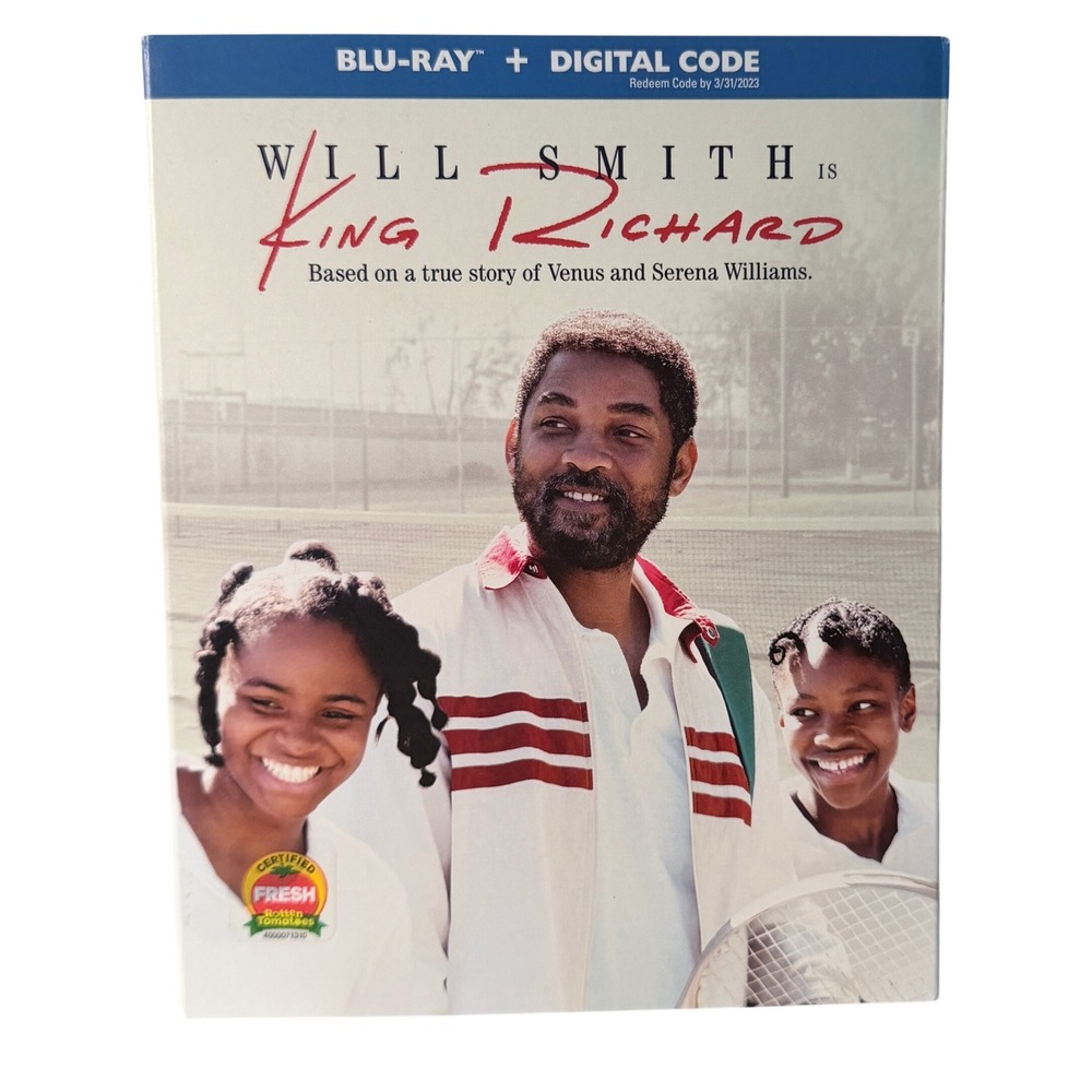 NEW King Richard Blu-ray Digital Code Will Smith Tennis Movie Sealed Slipcover